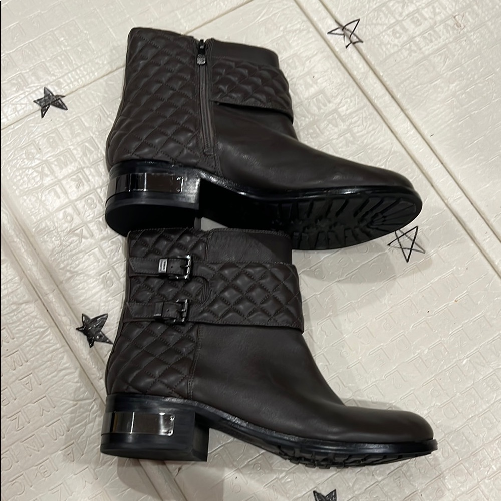 Vince Camuto Quilted Leather Ankle Boots - Dark Brown